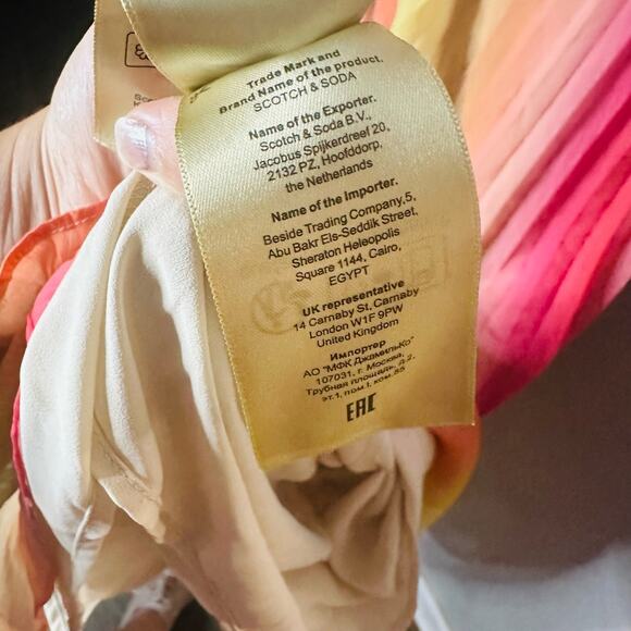 SCOTCH AND SODA Multicolored Twist Tassels Accordion Pleated Midi Dress Size 38 - Picture 11 of 13